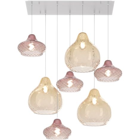 Lampadario vetro colorato top light dress 1191 bi s7 rmix e27 led lampada soffitto moderna