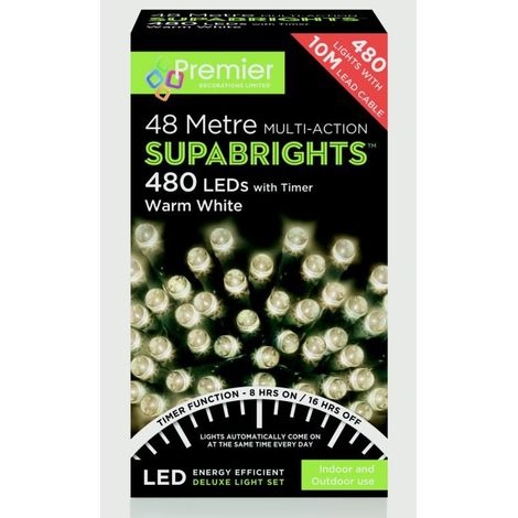 Premier Supabrights Christmas Tree Fairy Lights - 480 Led - Warm White (1/5)