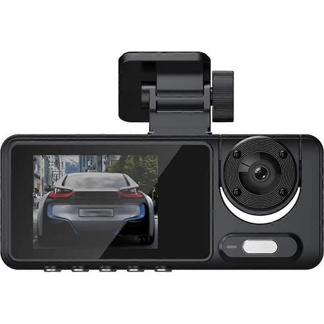 Cámara de salpicadero WiFi 1080P HD DVR para coche con pantalla IPS de 2 pulgadas, grabadora de vídeo de triple lente, frontal, trasera, interior y aparcamiento. (1/5)