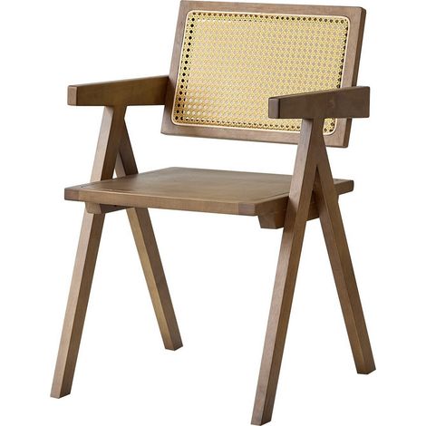 Nordlys - Chaise de Salle a Manger Scandinave en Bois Dossier Rotin Cannage (1/5)