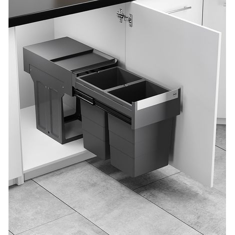 Poubelle de cuisine 2 bacs encastrables 26L (13+13) Hailo AS Tandem