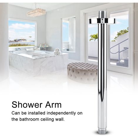 Barre douche ronde en acier inoxydable, bras mural 30 cm pour pommeau de plafond, fixation murale salle de bain. (1/3)