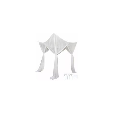 Moustiquaire carrée à 4 ouvertures – Polyester – Blanche – Dimensions 190 × 210 × 240 cm (1/5)