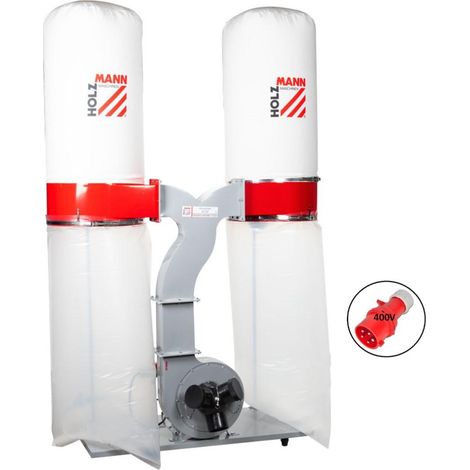 Holzmann – Aspirateur à copeaux 2200W – 400V – Capacité 2 x 200L – Moteur en métal pour performance optimale – Système de déplacement facile