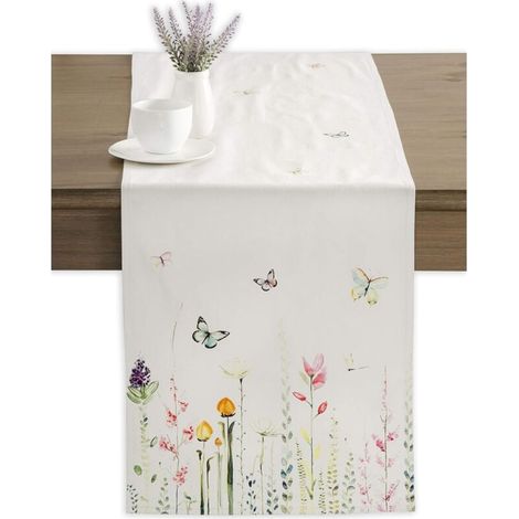 Camino de mesa botánico fresco para fiestas, cenas, vacaciones, cocina, primavera/verano (33 cm x 183 cm) (1/4)