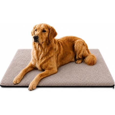 Tapis auto-chauffant pour animal de compagnie, kaki, 90 x 120 cm Tapis chauffant sans courant avec housse amovible et dessous antidérapant (1/5)