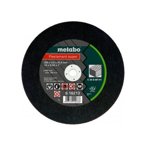 Metabo 616213000 Disco de tronzar plano Flexiamant Super C30-S para piedra y Metal NF 350x3,5x25,4 mm (Envase 10 Ud)