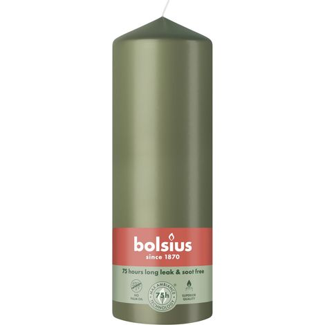 Bolsius Stumpenkerze olive 20 cm Ø 6,8 cm Stumpenkerze