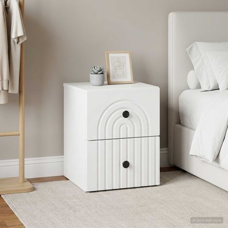 Lot de 2 chevets muraux avec tiroirs en bois d’ingénierie blanc 33 x 34,5 x 40 cm - PANGIVO (1/5)