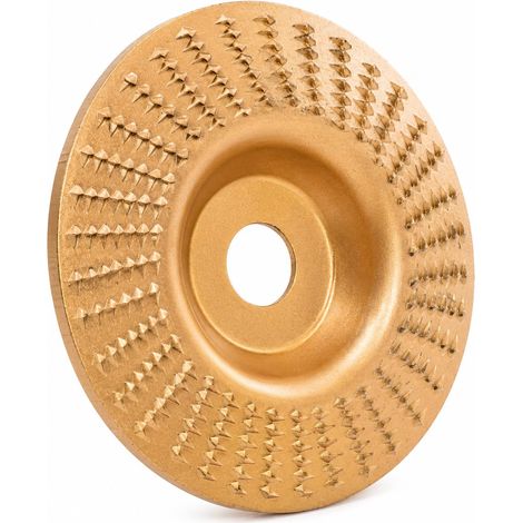 Disques de sculpture sur bois pour meuleuse, disque de meulage Disque de meulage en acier à haute teneur en carbone, 100 x 16 x 10 mm, doré, compatible avec meuleuses d'angle de 10,2 cm (1/4)
