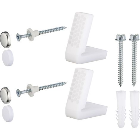 Noyon & Thiebault – Fixations intérieures de WC au sol – 2 chevilles 10x60 – 2 vis 7x65 – Équerres nylon – Capuchons chromés