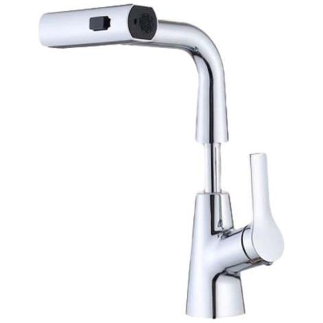 Robinet de cuisine avec douchette, robinet à cuvette en alliage de zinc à démarrage à froid avec bus pivotant, robinet à triple mode de pulvérisation, mitigeur avec douchette extractible, pis (1/5)