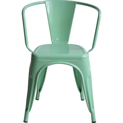 Pack 4Uds. Silla Tudix Industrial Vintage con Brazos 49x50x74cm Verde Menta