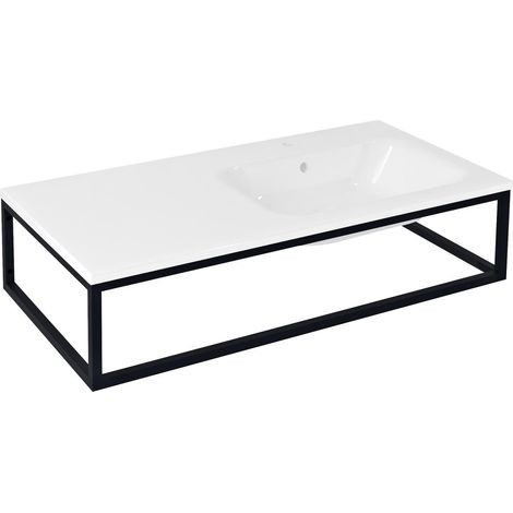 Console SKA sous lavabo/plan 100x22x51cm, noir mat (1/3)