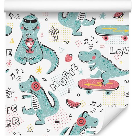 Carta da parati con coccodrillo e skateboard per soggiorno e camera da letto, 50x1000 cm (1/5)