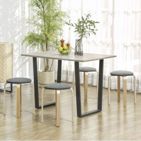 Stapelhocker 4er-Set mit Leinenoptik aus Holz, grau OKMYHOME (1/5)