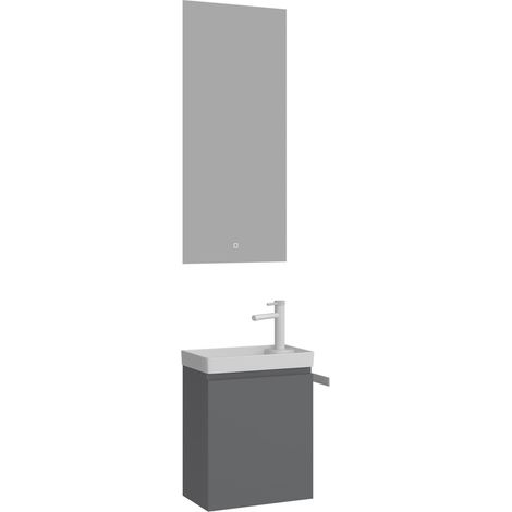 Waschtisch-Set mit Spiegel (2-teilig) "Ferla 40" – 40 x 22 x 50 cm – Mattgrau (1/3)