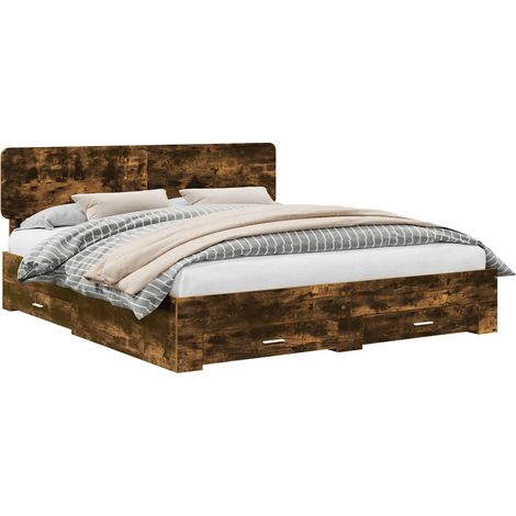 Maison Exclusive - Estructura de cama con cajón Roble ahumado 200 (1/5)