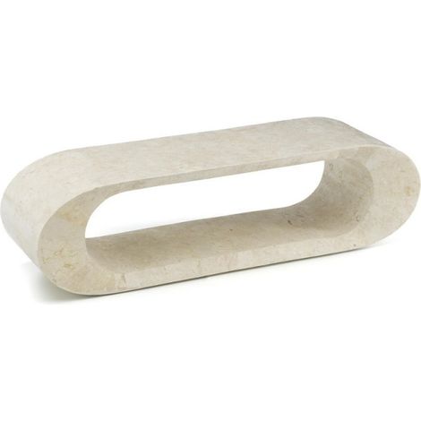 Mesa de centro moderna para TV de piedra beige 130 x 35 x 35 cm (1/5)
