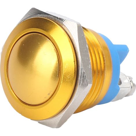 Interrupteur à bouton-poussoir métallique à bille, entièrement oxydé, à réarmement automatique, vis de réglage, commande au pied, 16 mm, 220 V (jaune)