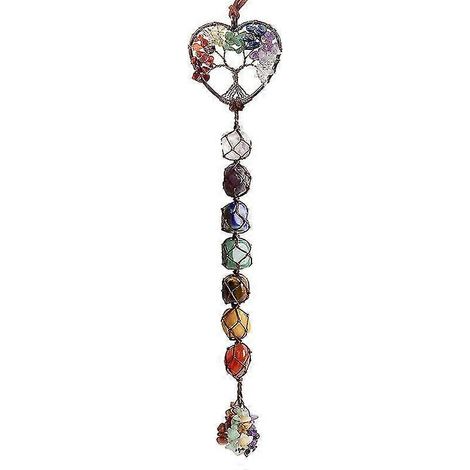 Décoration murale des 7 chakras, ornement en cristal de guérison, arbre de vie en forme de cœur, pierre de guérison en cristal des chakras, décoration en pierre des chakras pour la maison (1/4)