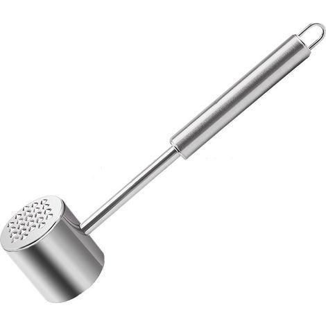 Ablandador de carne de doble cara para chuletas y filetes, 28 cm de largo, acero inoxidable, plata. (1/5)