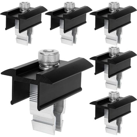 Kit de fixation pour panneaux solaires (6 pièces), pince centrale en aluminium pour module solaire, pour panneaux solaires photovoltaïques (1/5)