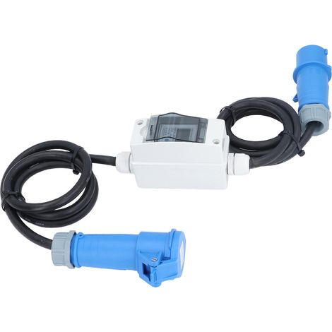 Prise CEE 3 broches 220-250 V CA 16 A avec compteur numérique LCD 220 V pour camping-car et voiture électrique (1/5)