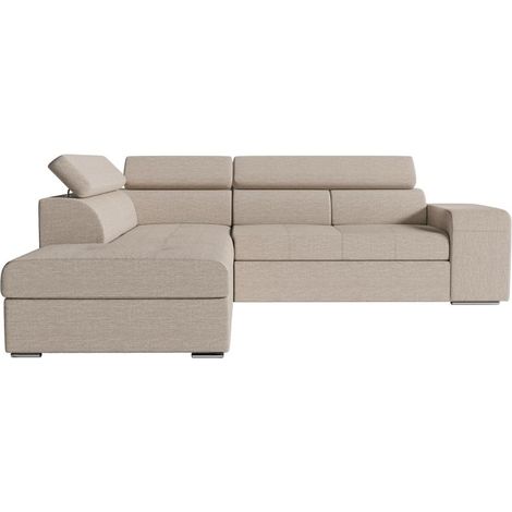 Canapé d'angle SOAN convertible en tissu - Beige - Angle Gauche (1/5)