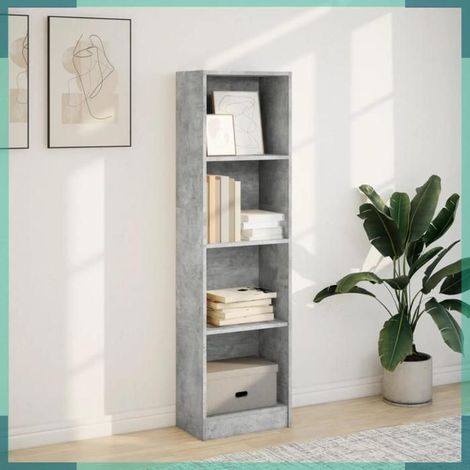 857786 Bibliothèque gris béton 40x24x143 cm bois d'ingénierie (1/5)