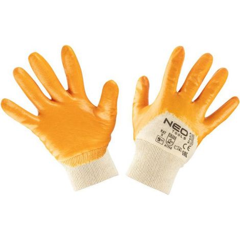 Gants De Travail - Coton Flanelle Partiellement Enduits Nitrile - Protection Main Professionnelle - Taille 9 (1/5)