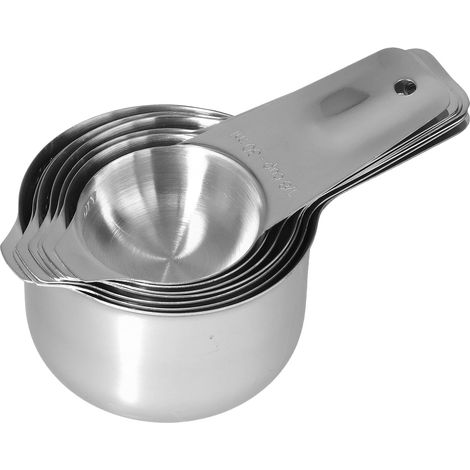 7-teiliges Set Messbecher und Messlöffel aus Edelstahl mit Skala, ideal zum Backen in der heimischen Küche (1/5)