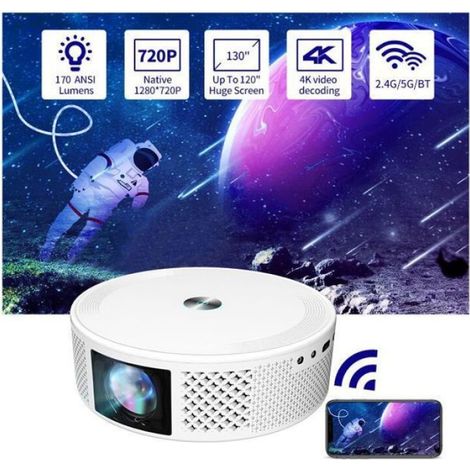 Mini vidéoprojecteur portable WiFi‑6 Bluetooth 5.0, décodage 4K 1080P, rotation 180°, Android 13, correction trapèze automatique (1/4)