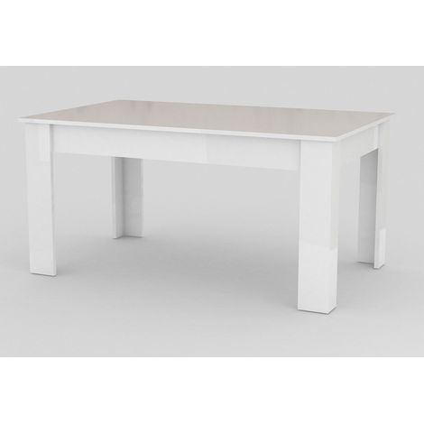 Tavolo Allungabile 90x140/190x75 cm Jesi Bianco Lucido e Cemento (1/4)