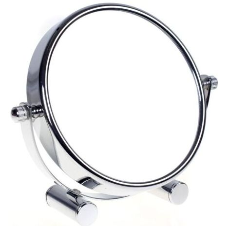 BUNTHAUS Lntyq Miroir de maquillage/miroir cosmétique, pivotant à 360° - Double face : grossissement normal et 10x. Miroir sur pied, miroir de rasage, miroir de salle de bain, chrome (1/5)