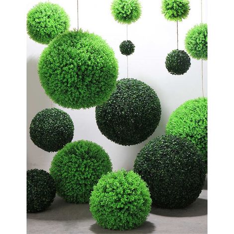 Boule Topiaire Artificielle - Boule De Buis Faux - 5 7 9 11 Pouces - 8 Couches - Vert Foncé - Pour Jardin Balcon Arrière-Cour Décoration Intérieure Extérieure - 1 Pièce (1/5)