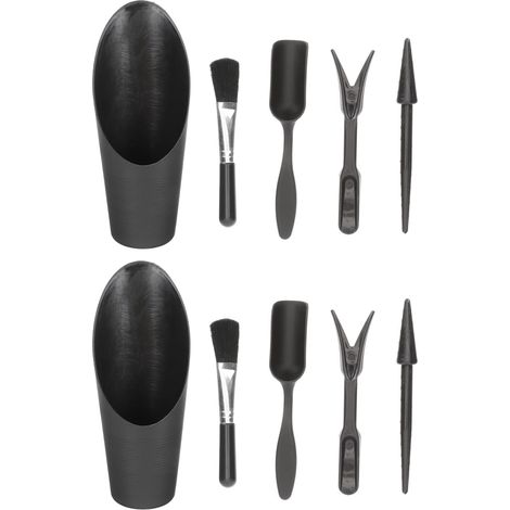 Ensemble de 2 pièces pour transplanter les plantes - Accessoires pour l'entretien des plantes - Râteau de jardin - Outils de plantation de fleurs - Noir - Accessoires de jardinage - Fournitures (1/5)