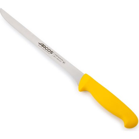 Cuchillo Jamonero Arcos 2900 - Prof  291100  de acero inoxidable Nitrum y mango ergonómico de Polipropileno de color amarillo y hoja de 24 cm, funda display (1/5)
