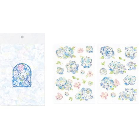 2 feuilles autocollants fleurs faciles à décoller, résistants, imperméables PET, stickers plantes multifonctions pour scrapbooking DIY art bleu (1/5)