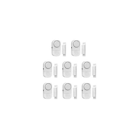 Lot de 8 alarmes magnétiques pour fenêtre et porte - Système anti-vol sans fil - Avec capteurs - Blanches - Piles incluses