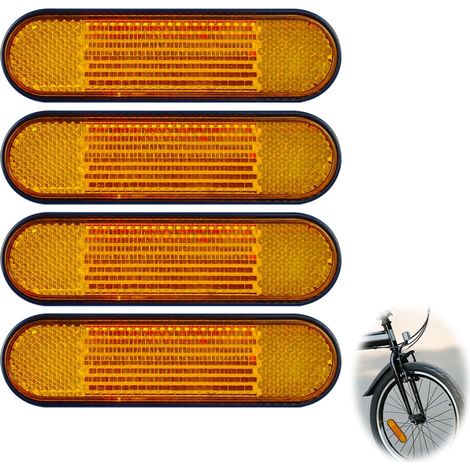 réflecteurs pour moto, 96 mm x 24 mm, en plastique, autocollants, pour vélo, scooter électrique, etc. Accessoires pour vélo, trottinette électrique, etc. Signalisation nocturne, tube, jaune. (1/5)