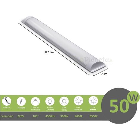 Plafoniera led 50w 3T 120 cm lineare barra luminosa sottopensile luce bianca fredda naturale calda Calda (1/5)