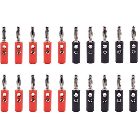 20 Stück 4-mm-Bananenstecker für Audioverstärker, Bananenstecker für Lautsprecherbuchsen (10 rote + 10 schwarze) (1/3)