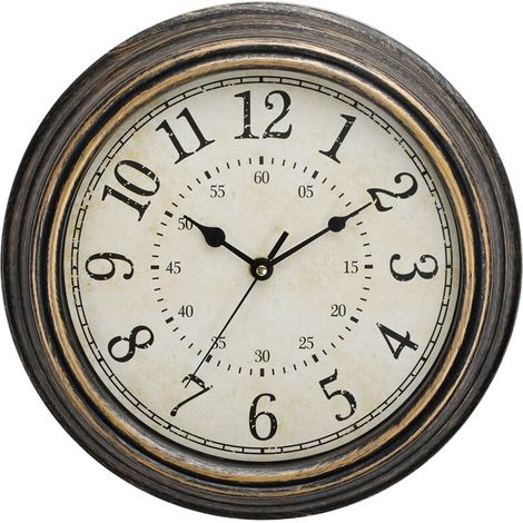 Ahlsen Reloj de pared de cuarzo vintage, 30 cm, silencioso, sin tictac, números grandes, vidrio HD, cobre vintage (1/5)