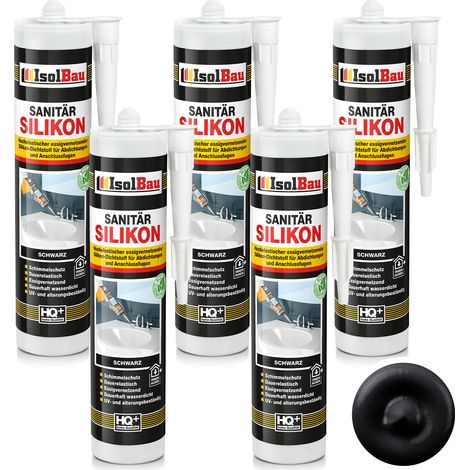 IsolBau Silicone Sanitario Nero Sanitär Silikon 5 x 300ml (1/5)