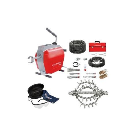 ROTHENBERGER R600 + Spiral/Werkzeugset + Kettenschleuderkopf SP mit 4K, ohne Ring, 22K, D=60mm + Schutzbrille - 19173-72299-Set