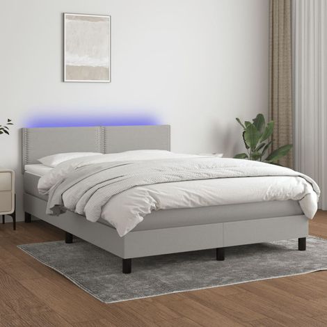 Struttura letto LED con testiera boxspring materasso 140x200 cm tessuto grigio chiaro TDL0208542 (1/5)