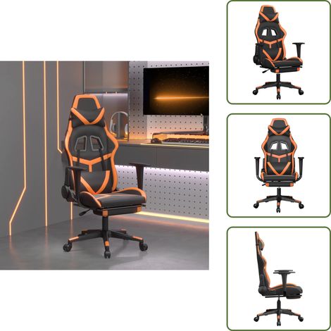Sedia in similpelle - vidaXL Sedia da Gaming con Poggiapiedi Nero e Arancione in Similpelle - Sedia ergonomica