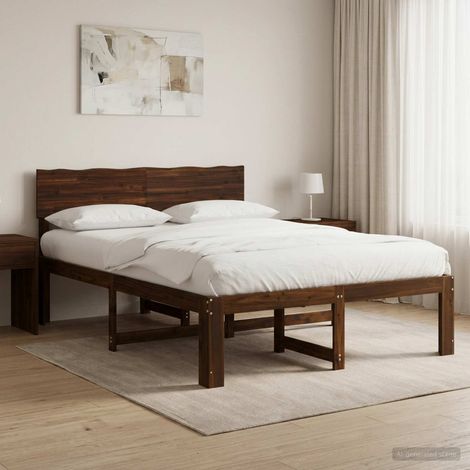 Cama doble con cabecero ROSTOCK Marrón Oscuro 140 x 200 cm (1/5)