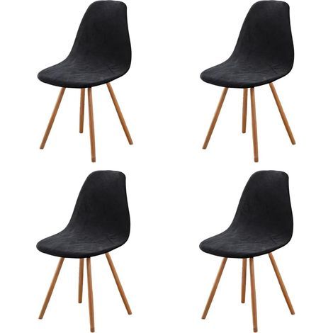 Housse de Chaise Scandinaves Lot de 4, Extensible Noir Housse de Chaise de Salle à Manger, Velours Universelle CouNoirure de Chaise sans Accoudoirs pour Décoration de Salon Cuisine Maison (1/5)
